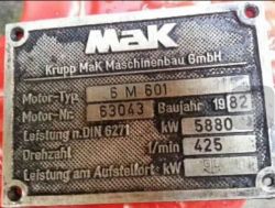 MAK 6M601 5880KW 425RPM ENGINE